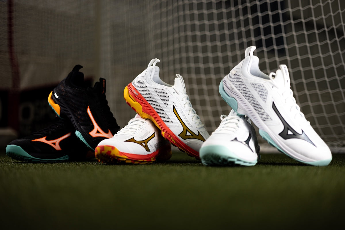 Mizuno Wave Panthera 2 Hockey Shoes White/Fiery Coral/Citrus 25/26 | ONE Sports Warehouse