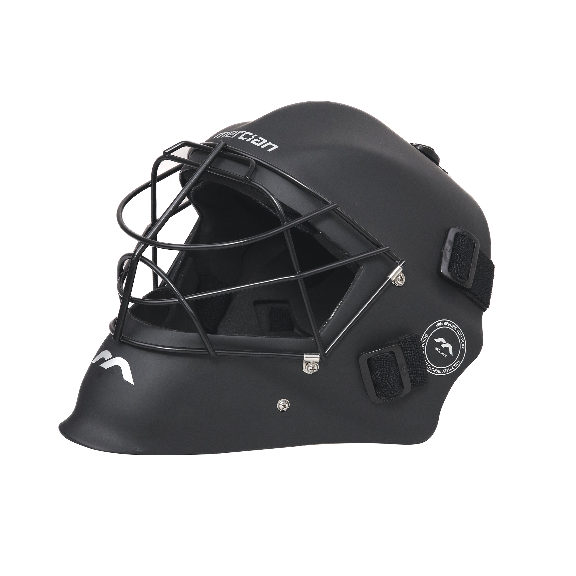 Mercian Genesis Fibreglass Goalkeeping Helmet - Black side view (1)