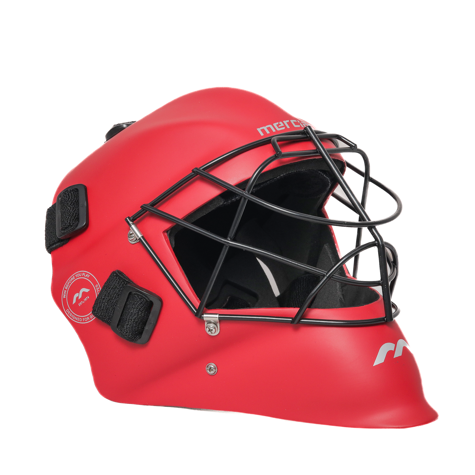 Mercian Genesis Fibreglass Goalkeeping Helmet - Red side view (1)