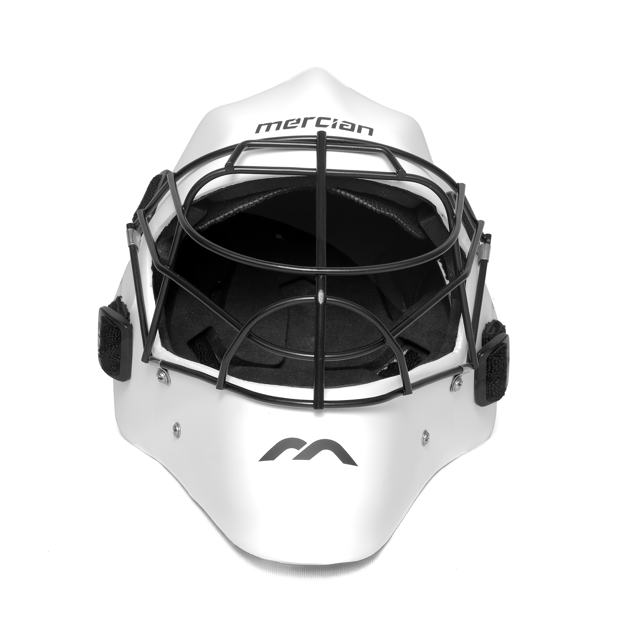 Mercian Genesis Fibreglass Goalkeeping Helmet - White front view