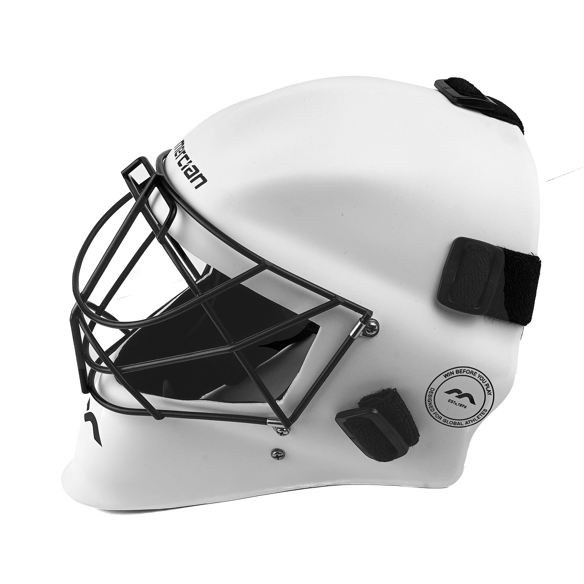 Mercian Genesis Fibreglass Goalkeeping Helmet - White side view (2)