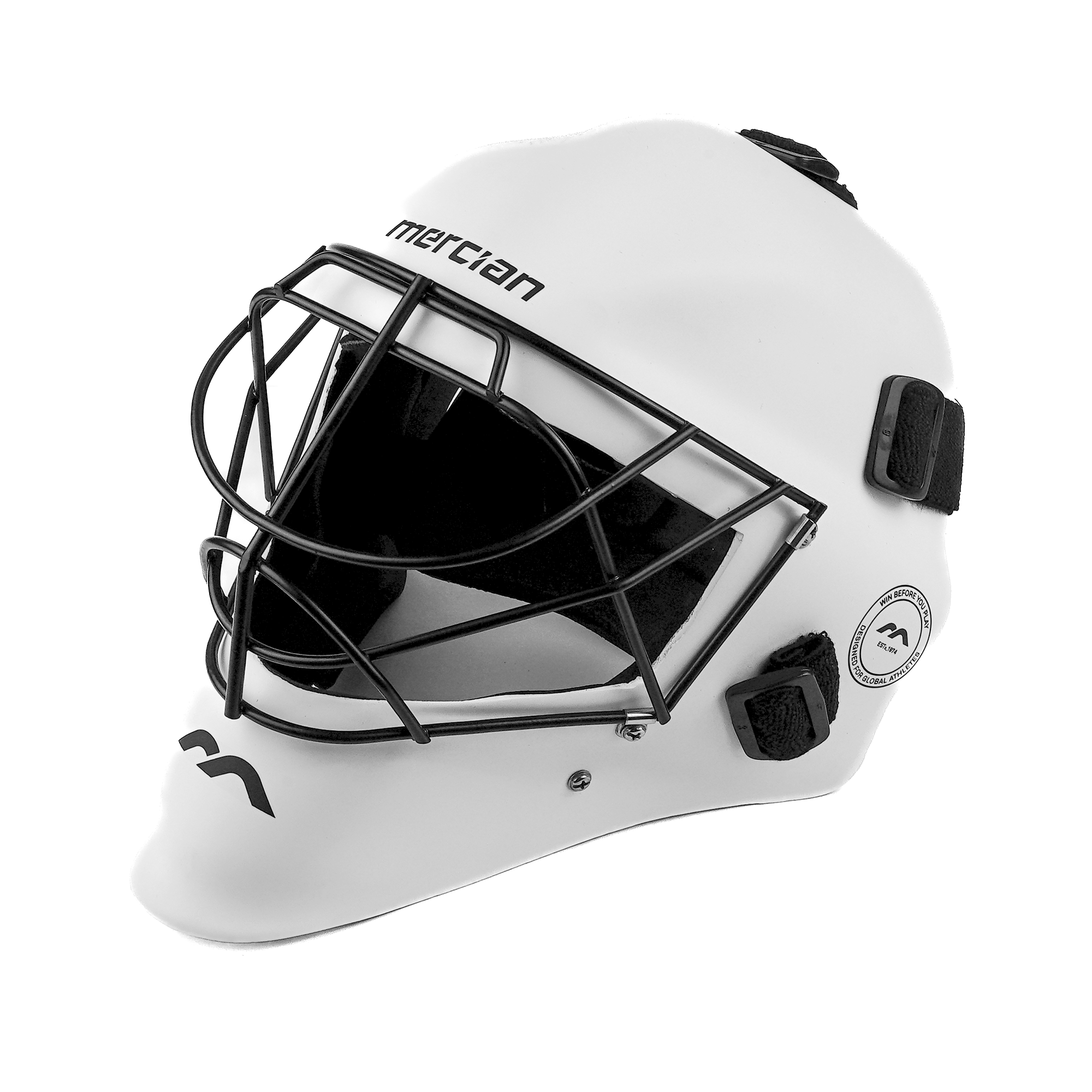 Mercian Genesis Fibreglass Goalkeeping Helmet - White side view (4)