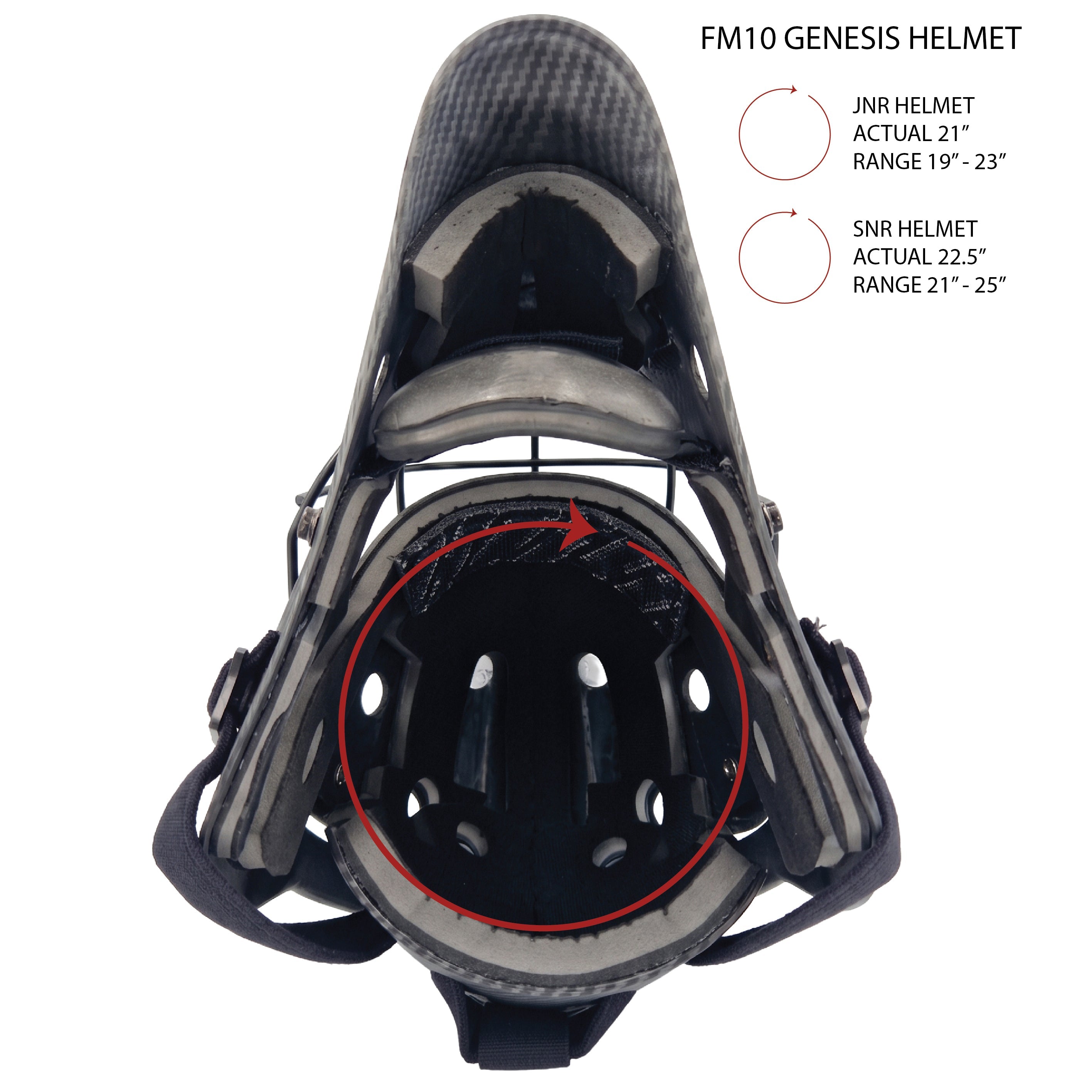 Mercian Genesis Fibreglass Goalkeeping Helmet - inside view