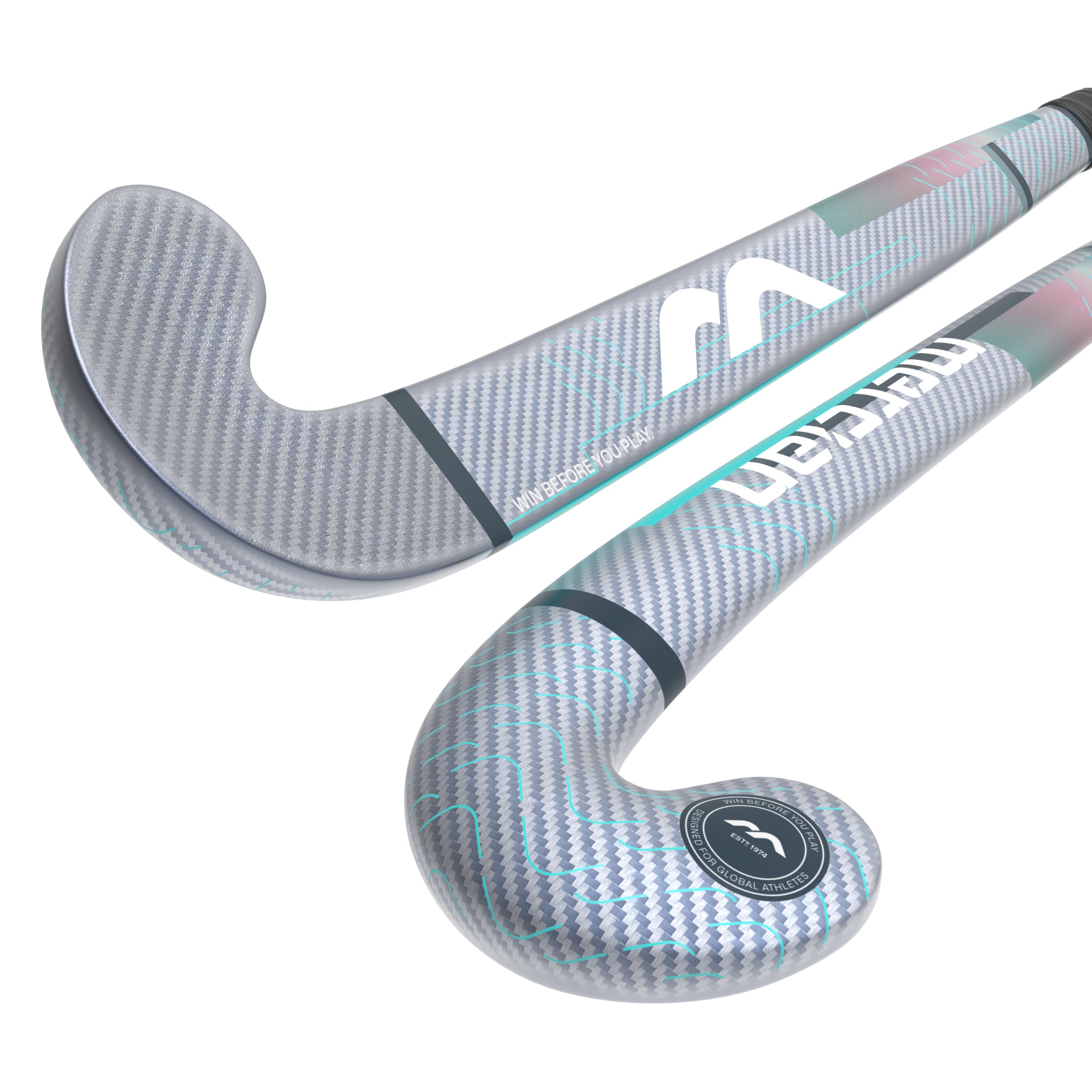 Mercian Evolution CKF75 DSH Bend Composite Hockey Stick 25/26 - 37.5" Silver Carbon / Aqua