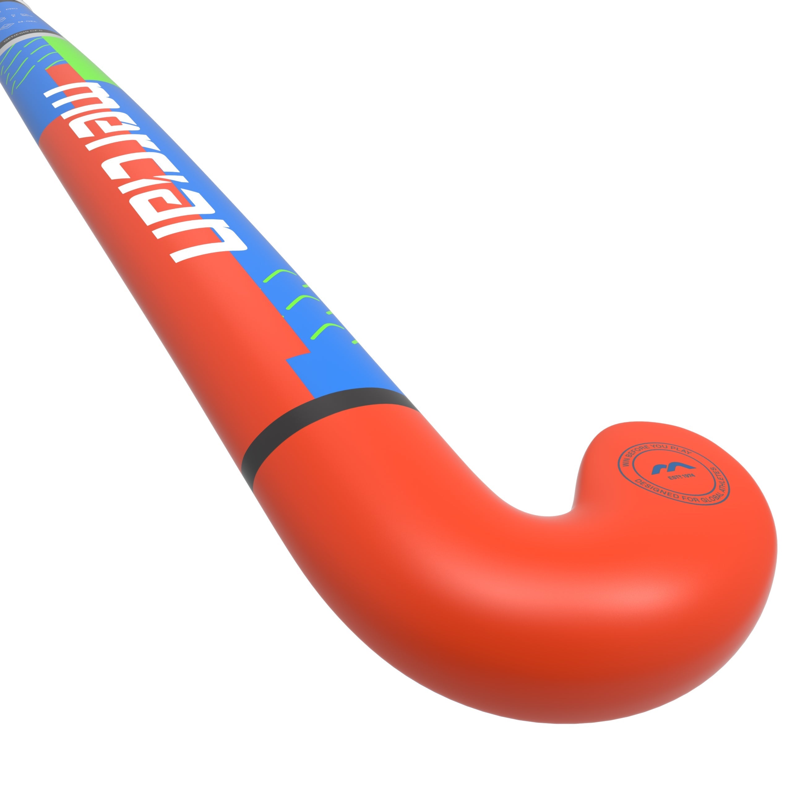Mercian Genesis CF5 Junior Composite Hockey Stick 25/26 - Royal/Orange angled rear view