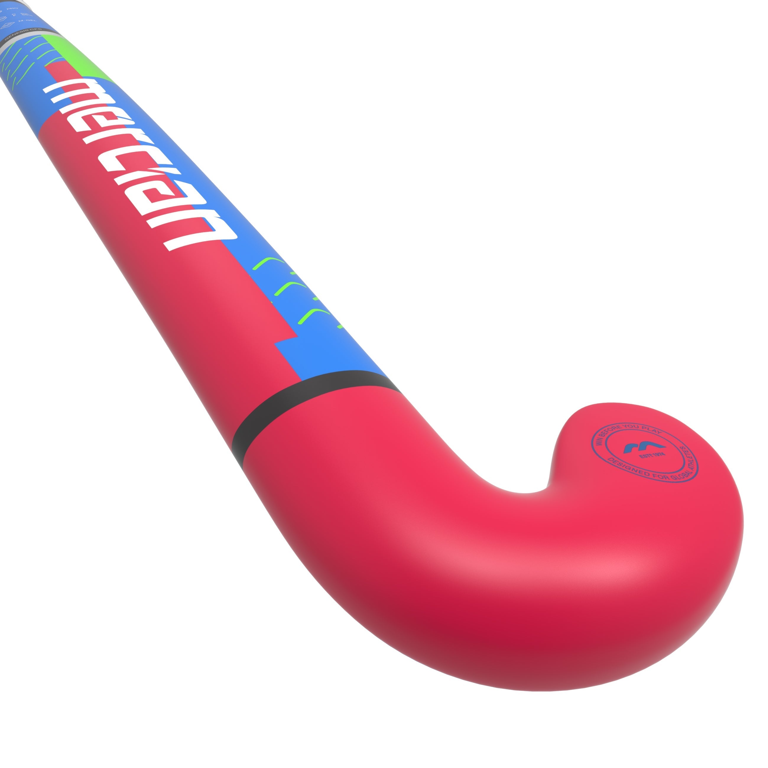 Mercian Genesis CF5 Junior Composite Hockey Stick 25/26 - Royal/Rubine angled rear view