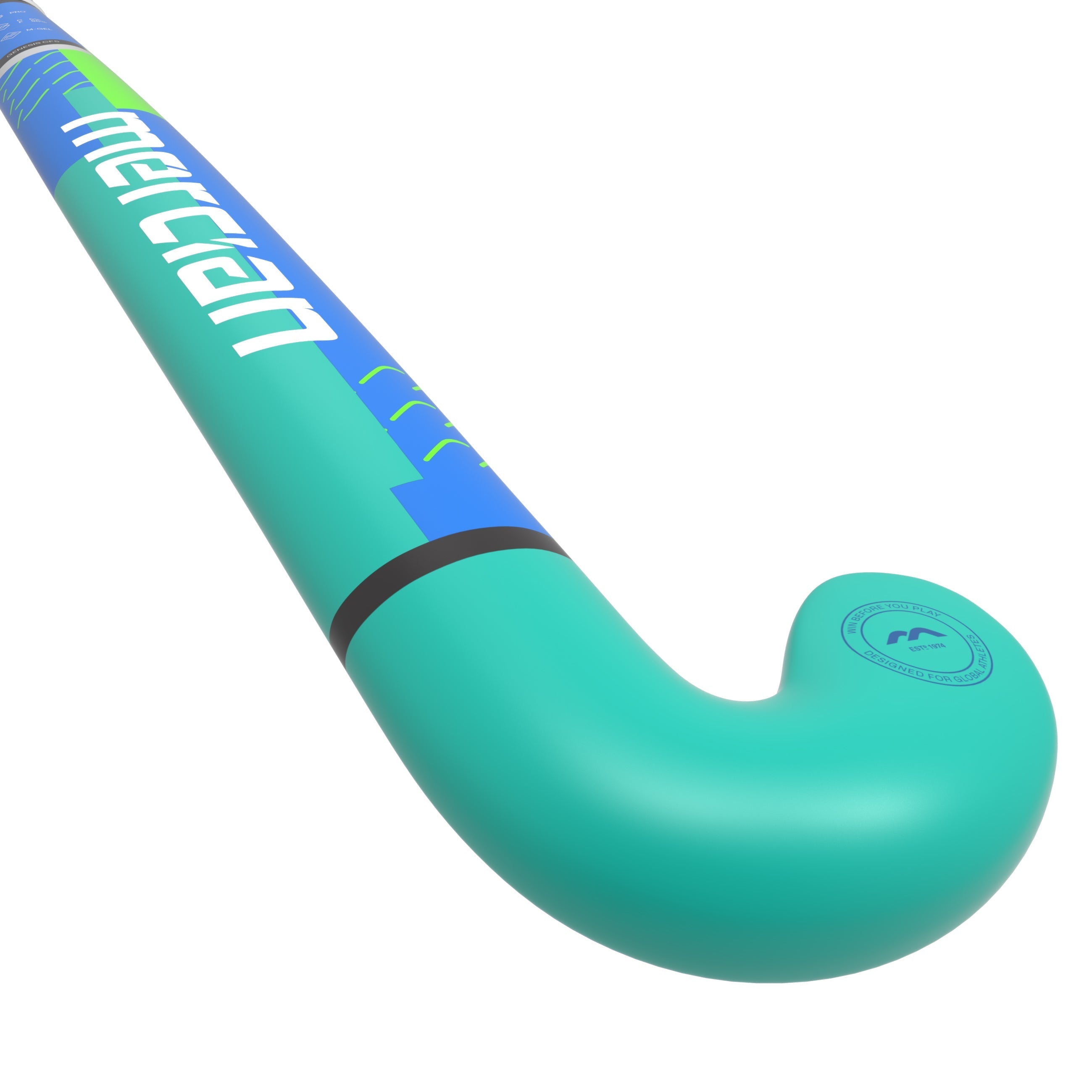 Mercian Genesis CF5 Junior Composite Hockey Stick 25/26 - Royal/Aqua angled rear view