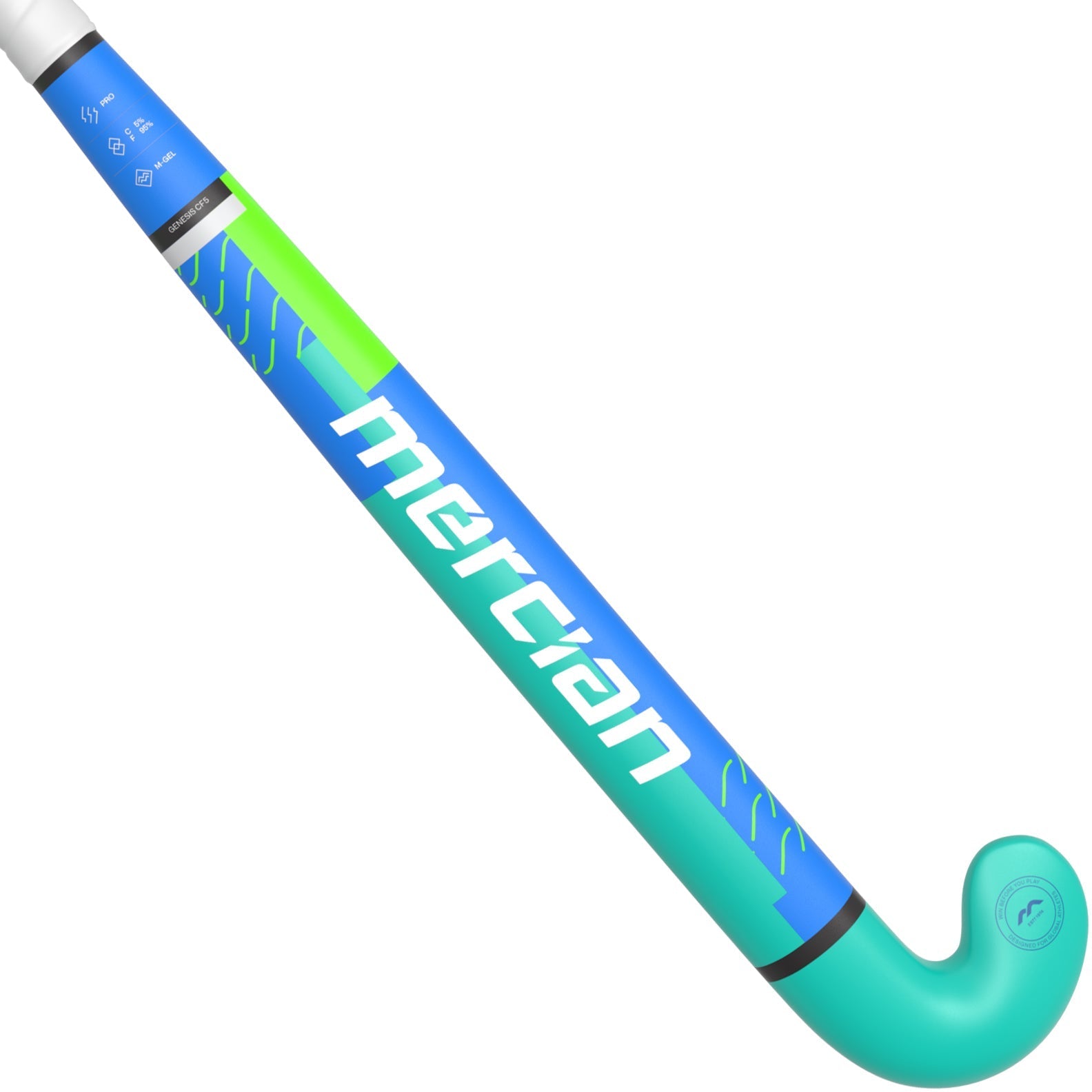 Mercian Genesis CF5 Junior Composite Hockey Stick 25/26 - Royal/Aqua back view (1)