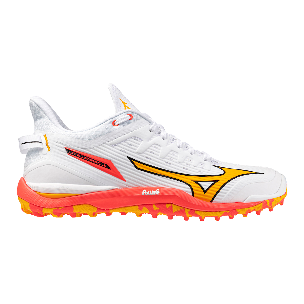 Mizuno Wave Leopardus Hockey Shoes White/Fiery Coral/Citrus 25/26 | ONE Sports Warehouse