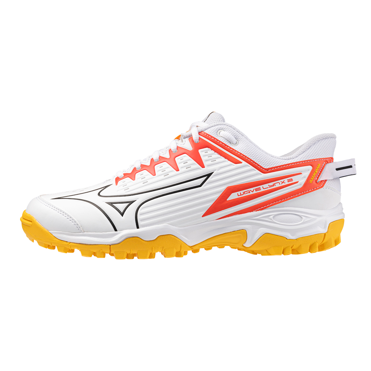 Mizuno Wave Lynx 2 Hockey Shoes White/Fiery Coral/Citrus 25/26 | ONE Sports Warehouse