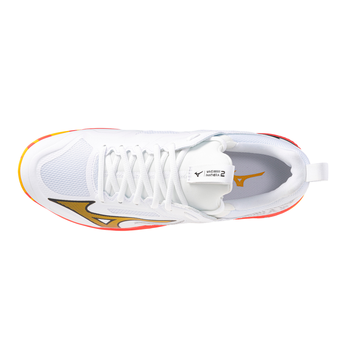 Mizuno Wave Panthera 2 Hockey Shoes White/Fiery Coral/Citrus 25/26 | ONE Sports Warehouse