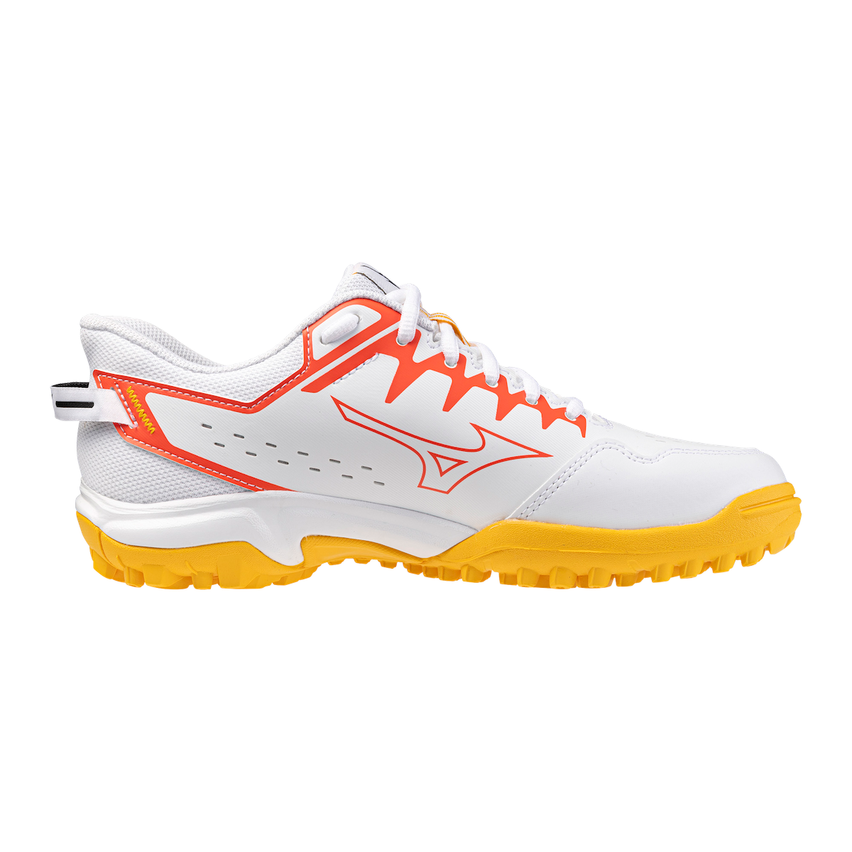 Mizuno Wave Lynx 2 Junior Hockey Shoes White/Fiery Coral/Citrus 25/26 | ONE Sports Warehouse