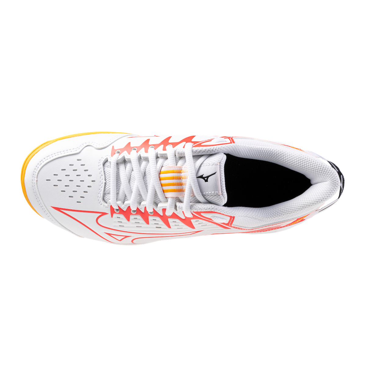 Mizuno Wave Lynx 2 Junior Hockey Shoes White/Fiery Coral/Citrus 25/26 | ONE Sports Warehouse