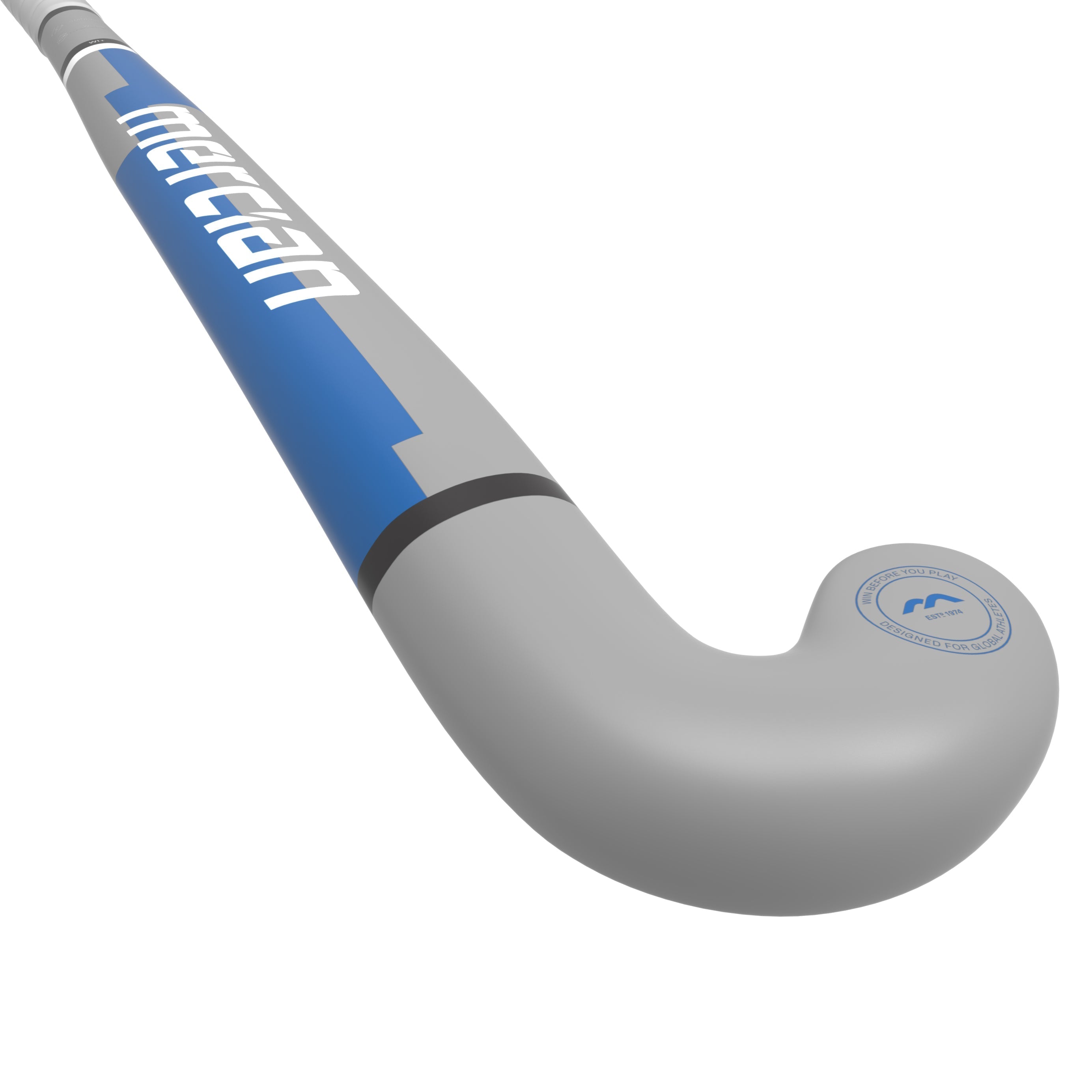 Mercian Genesis Wood Plus Junior Wooden Hockey Stick 25/26 - Blue / Grey angled rear view