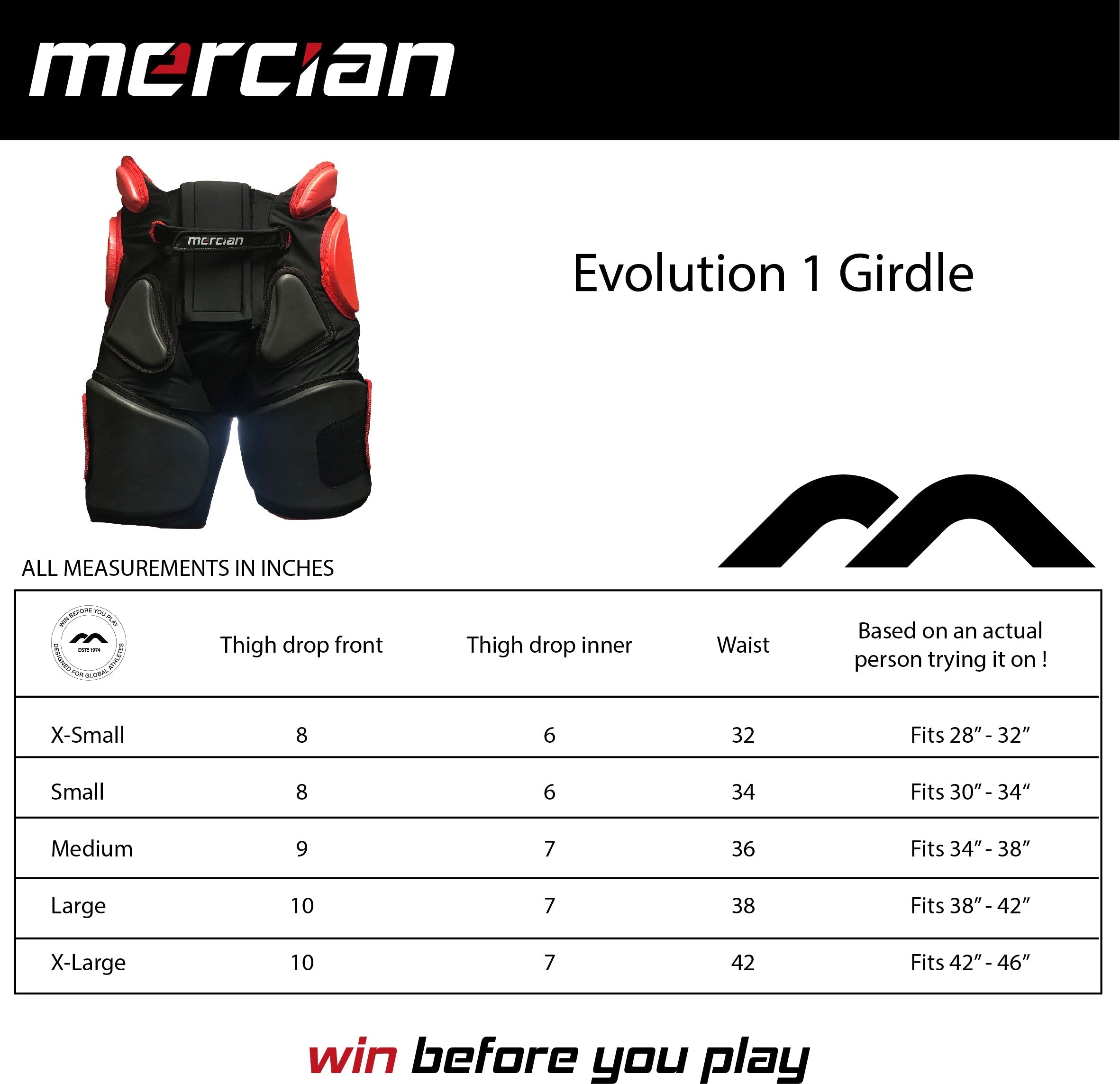 Mercian Evolution 1 Goalkeeping Girdle with Overshorts Black/Red - photo 3