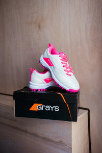 Grays Flash 3.0 Junior Hockey Shoes White/Pink